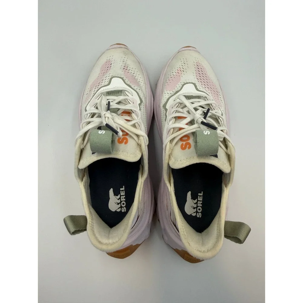 Sorel Kinetic Breakthru Tech Lace Sneakers Pink White Olive Women Shoes Sz 7